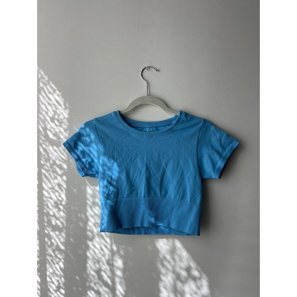 Aerie Offline Light Blue Cropped Athletic Top Size Small